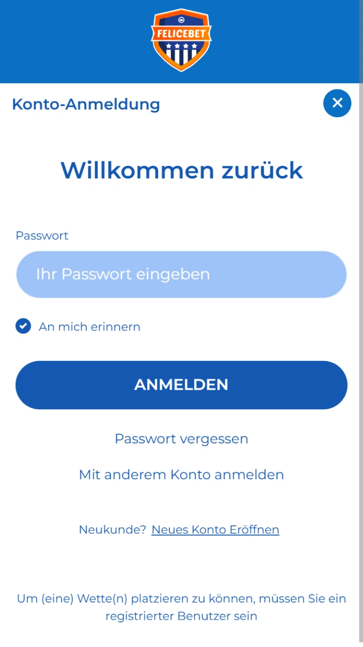 Loggen Sie sich schnell und sicher in Ihr Felicebet-Spielkonto ein.